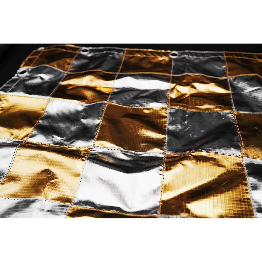Silver/Gold Checkerboard Butterfly Fabric 3m